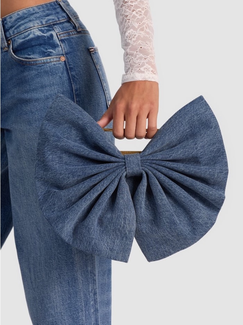 Alice + Olivia Denim Bow Bag NWT